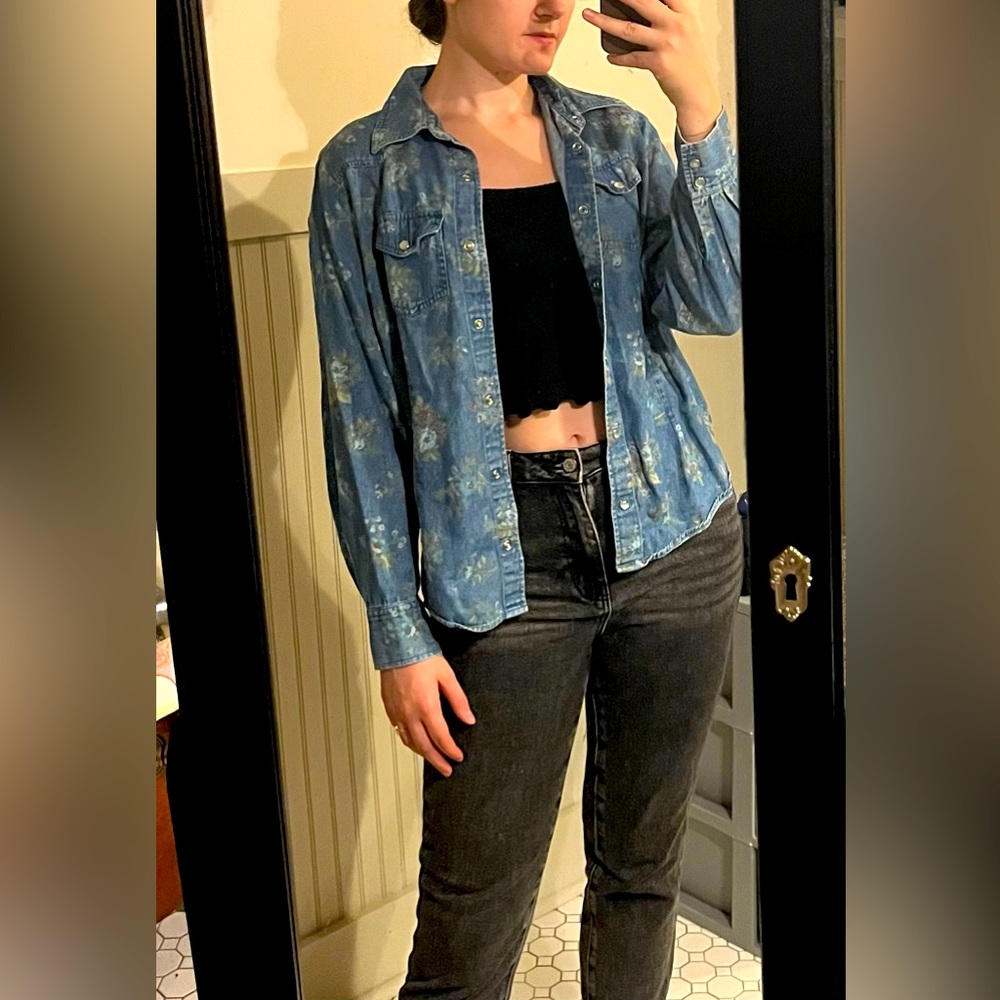 Floral denim jacket